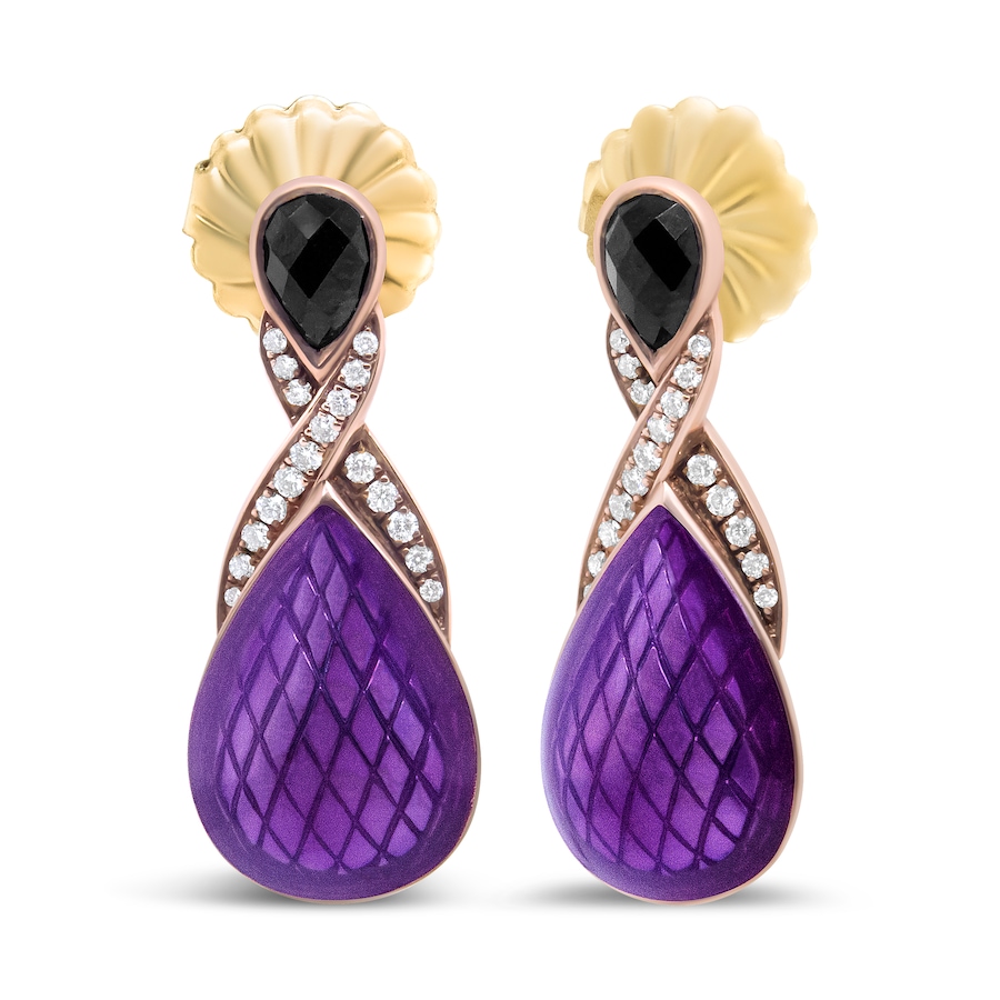 Image 998595_ALTMORE1.jpg, Product 998-595 / Price $5,631.00, 18K Rose Gold over Silver Purple Enamel 1/5 Ct Diamond & Black Onyx Earrings from Haus of Brilliance on TSC.ca's Jewellery department