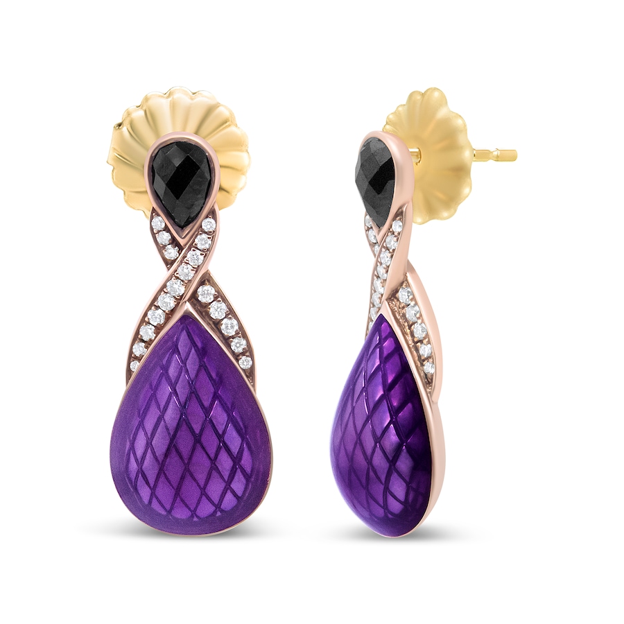 Image 998595_ALTMORE2.jpg, Product 998-595 / Price $5,631.00, 18K Rose Gold over Silver Purple Enamel 1/5 Ct Diamond & Black Onyx Earrings from Haus of Brilliance on TSC.ca's Jewellery department
