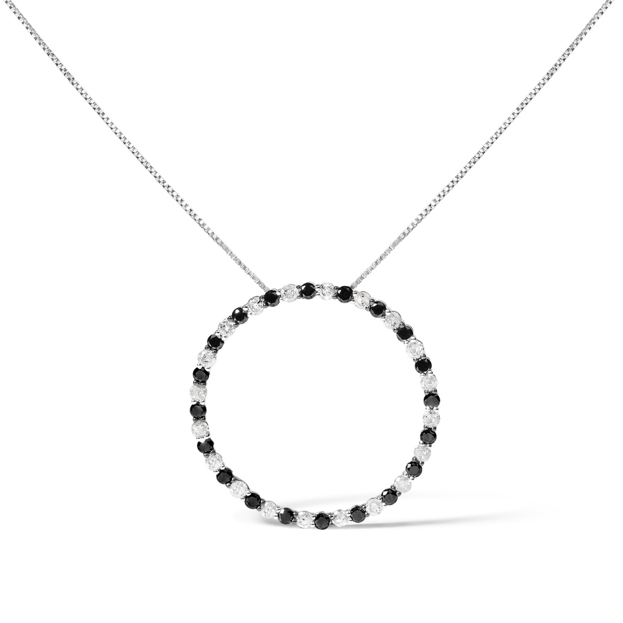 Image 998606.jpg, Product 998-606 / Price $830.25, Silver 2.0 Cttw Alternating Black and White Diamond Circle Pendant Necklace from Haus of Brilliance on TSC.ca's Jewellery department