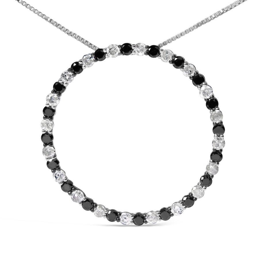 Image 998606_ALTMORE1.jpg, Product 998-606 / Price $830.25, Silver 2.0 Cttw Alternating Black and White Diamond Circle Pendant Necklace from Haus of Brilliance on TSC.ca's Jewellery department