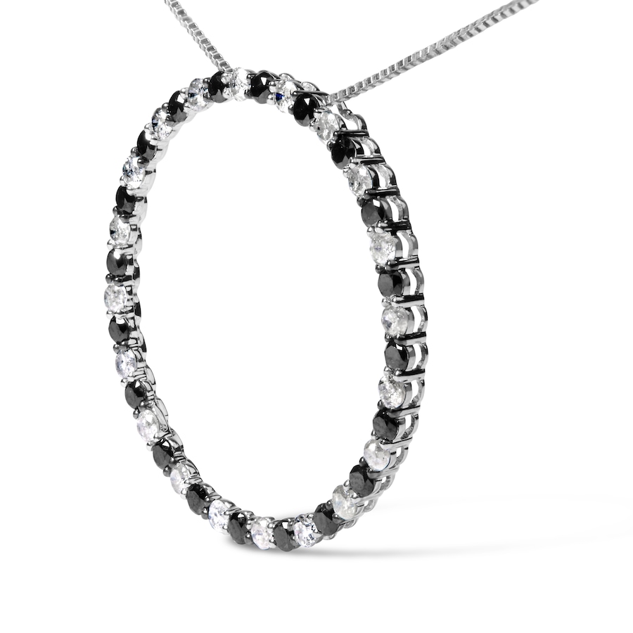 Image 998606_ALTMORE2.jpg, Product 998-606 / Price $830.25, Silver 2.0 Cttw Alternating Black and White Diamond Circle Pendant Necklace from Haus of Brilliance on TSC.ca's Jewellery department