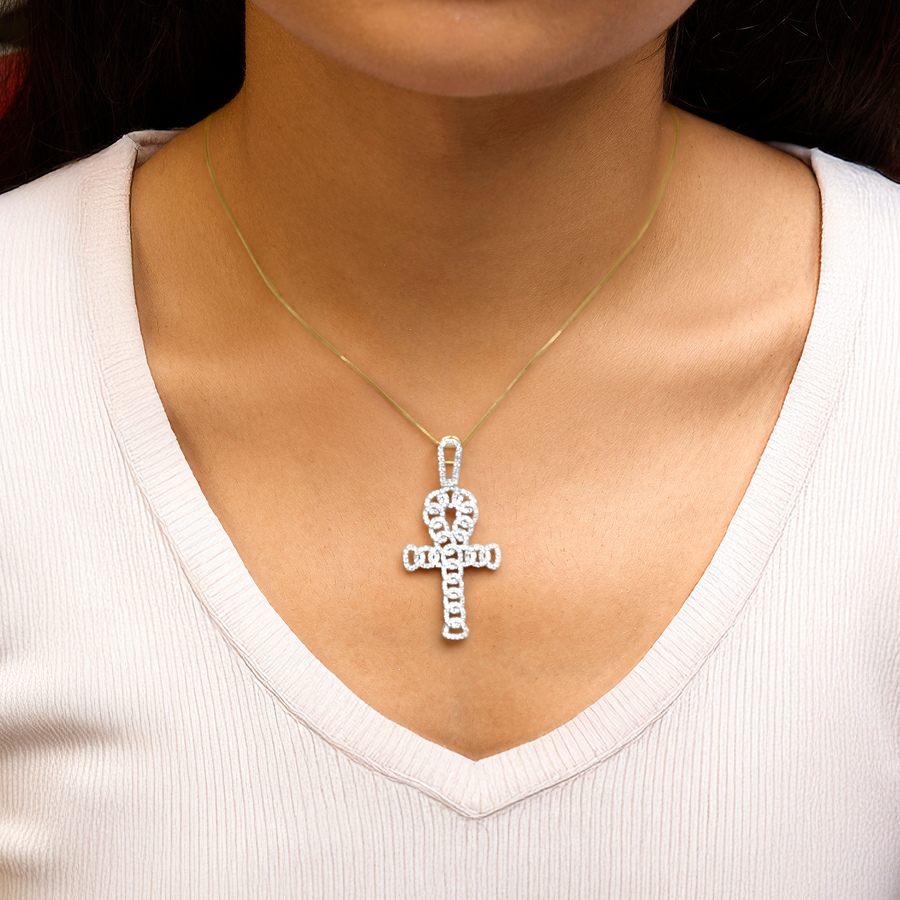 Image 998635_ALTMORE3.jpg, Product 998-635 / Price $3,730.00, 10K Yellow Gold 1.00 Cttw Ankh Cross Pendant from Haus of Brilliance on TSC.ca's Jewellery department