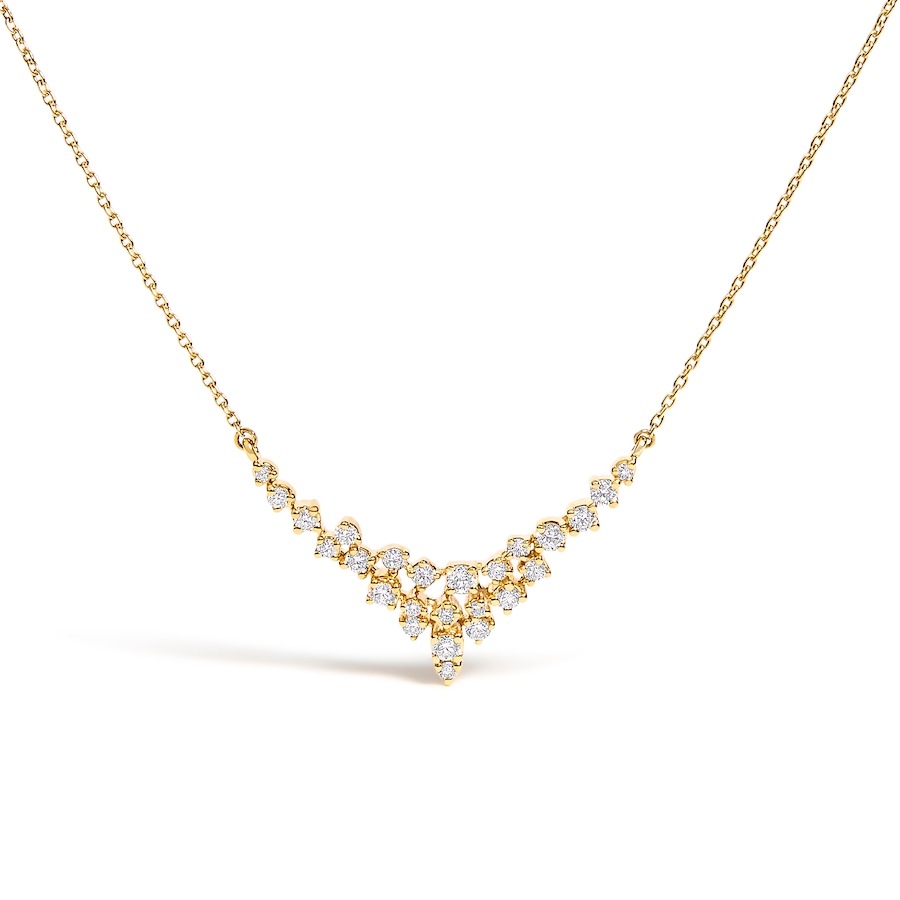Image 998641.jpg, Product 998-641 / Price $6,722.00, 14K Yellow Gold 1/2 Cttw Diamond Scattered "V" Necklace from Haus of Brilliance on TSC.ca's Jewellery department