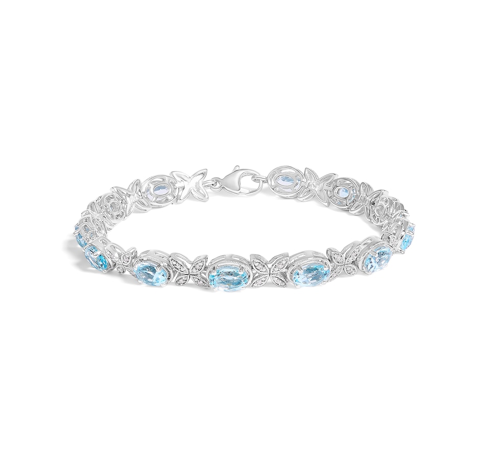 Image 998643.jpg, Product 998-643 / Price $3,496.00, Silver Oval Blue Topaz Diamond Butterfly Link Bracelet from Haus of Brilliance on TSC.ca's Jewellery department
