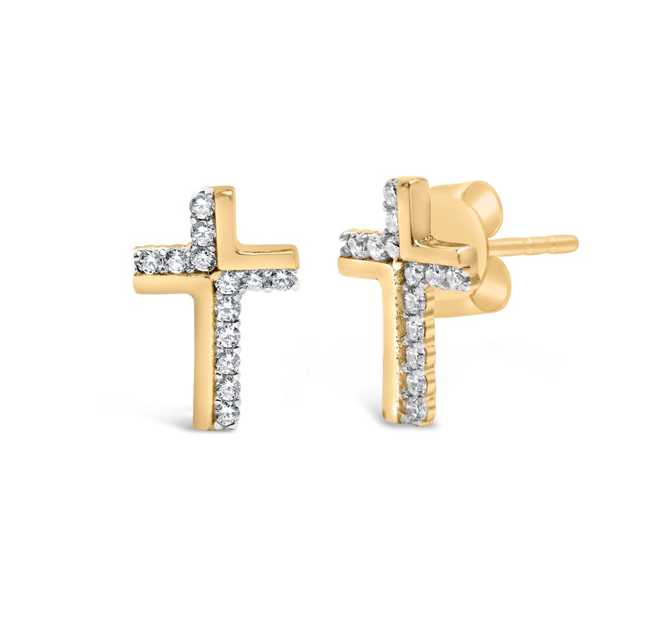 Image 998653_ALTMORE1.jpg, Product 998-653 / Price $398.25, 14K Yellow Gold Plated Silver 1/10 Cttw Diamond Cross Stud Earring from Haus of Brilliance on TSC.ca's Jewellery department