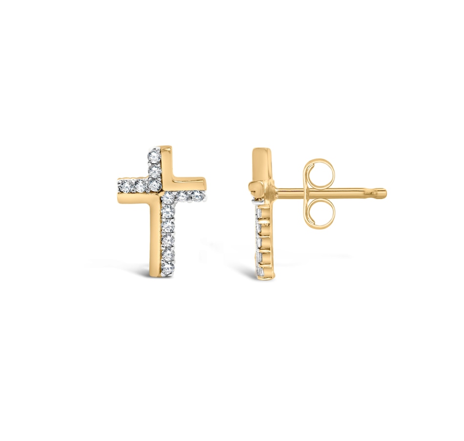 Image 998653_ALTMORE2.jpg, Product 998-653 / Price $398.25, 14K Yellow Gold Plated Silver 1/10 Cttw Diamond Cross Stud Earring from Haus of Brilliance on TSC.ca's Jewellery department
