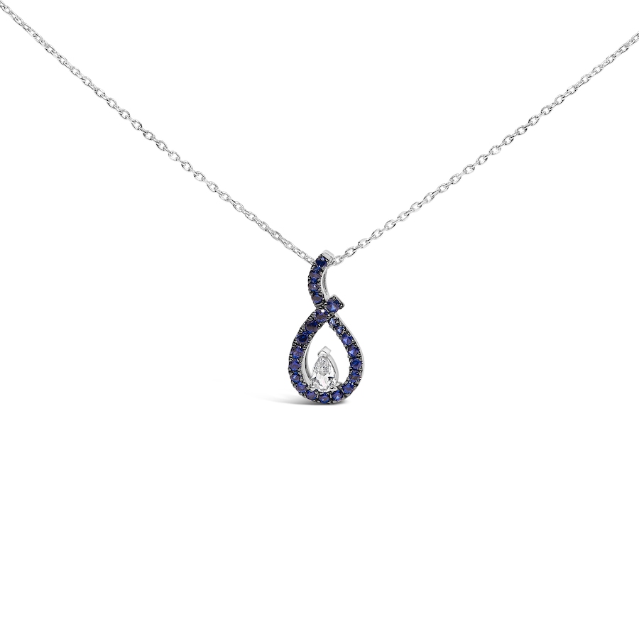 Image 998660.jpg, Product 998-660 / Price $308.00, Silver Created Blue and White Sapphire Teardrop Shaped Pendant Necklace from Haus of Brilliance on TSC.ca's Jewellery department