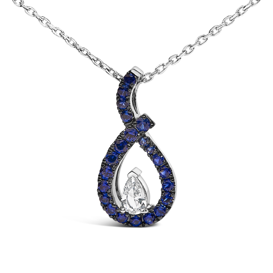 Image 998660_ALTMORE1.jpg, Product 998-660 / Price $308.00, Silver Created Blue and White Sapphire Teardrop Shaped Pendant Necklace from Haus of Brilliance on TSC.ca's Jewellery department