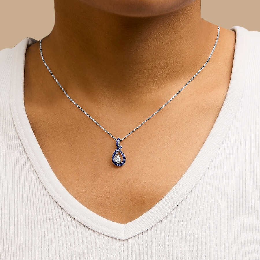 Image 998660_ALTMORE3.jpg, Product 998-660 / Price $308.00, Silver Created Blue and White Sapphire Teardrop Shaped Pendant Necklace from Haus of Brilliance on TSC.ca's Jewellery department