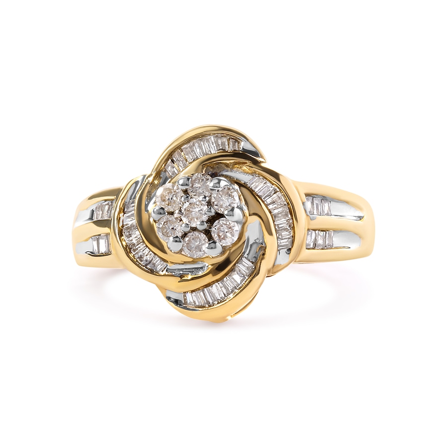 Image 998663.jpg, Product 998-663 / Price $3,572.00, 10K Yellow Gold 1/2 Cttw Diamond Flower Swirl Cocktail Ring from Haus of Brilliance on TSC.ca's Jewellery department