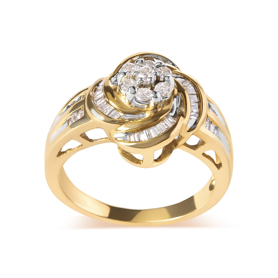Image 998663_ALTMORE1.jpg, Product 998-663 / Price $3,572.00, 10K Yellow Gold 1/2 Cttw Diamond Flower Swirl Cocktail Ring from Haus of Brilliance on TSC.ca's Jewellery department