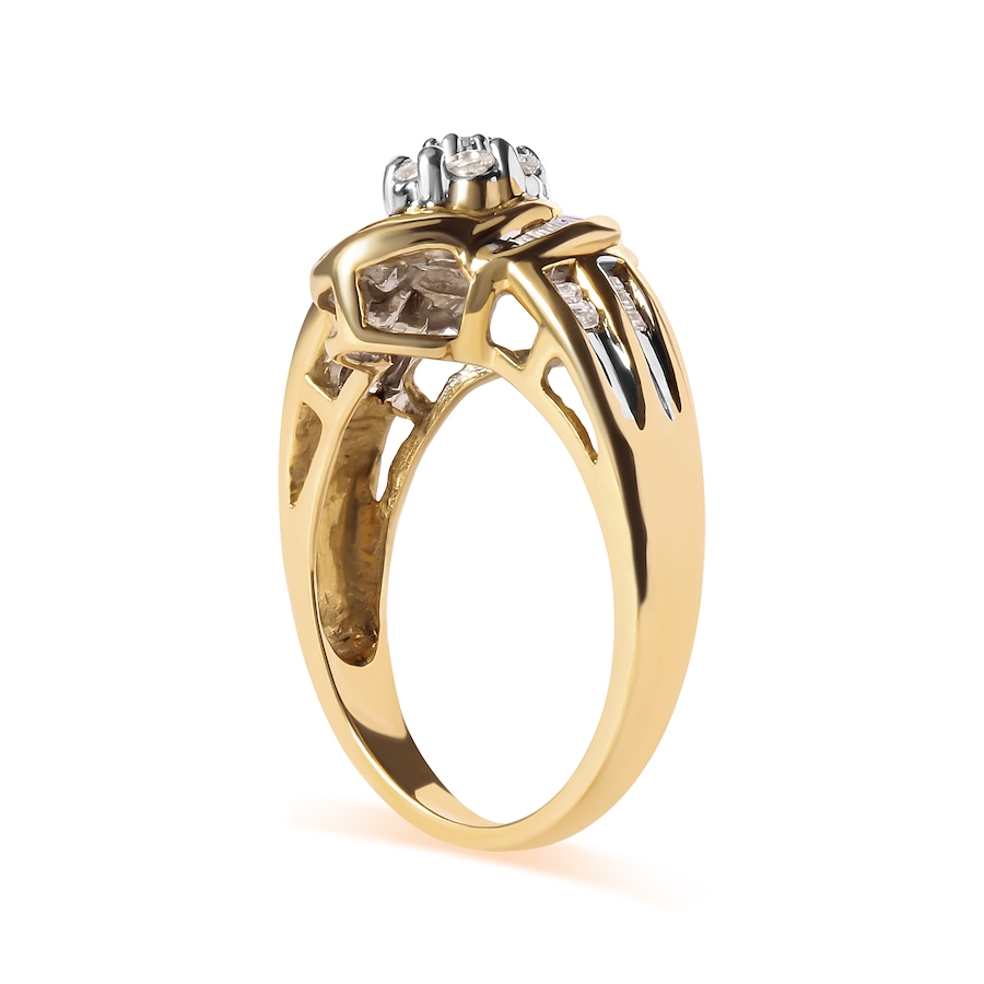 Image 998663_ALTMORE2.jpg, Product 998-663 / Price $3,572.00, 10K Yellow Gold 1/2 Cttw Diamond Flower Swirl Cocktail Ring from Haus of Brilliance on TSC.ca's Jewellery department