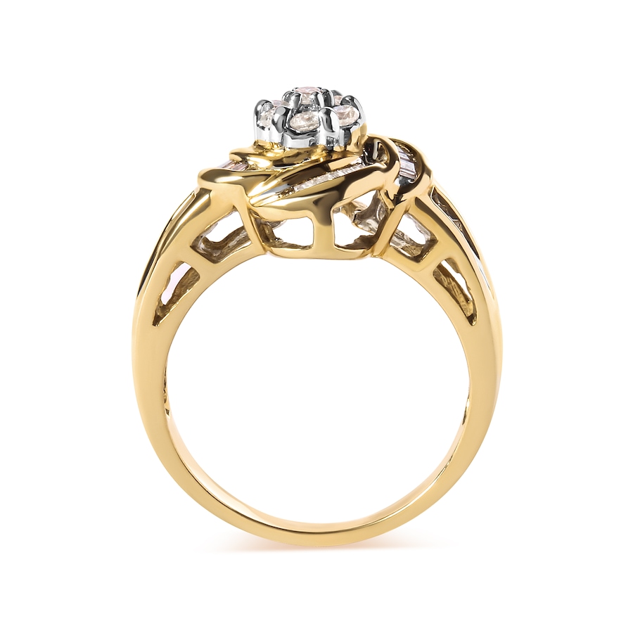 Image 998663_ALTMORE3.jpg, Product 998-663 / Price $3,572.00, 10K Yellow Gold 1/2 Cttw Diamond Flower Swirl Cocktail Ring from Haus of Brilliance on TSC.ca's Jewellery department
