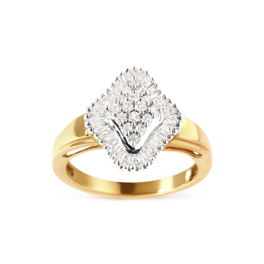 Image 998671.jpg, Product 998-671 / Price $3,063.00, 10K Yellow Gold 1/2 Cttw Round And Baguette Diamond Rhombus Head and Halo Ring from Haus of Brilliance on TSC.ca's Jewellery department
