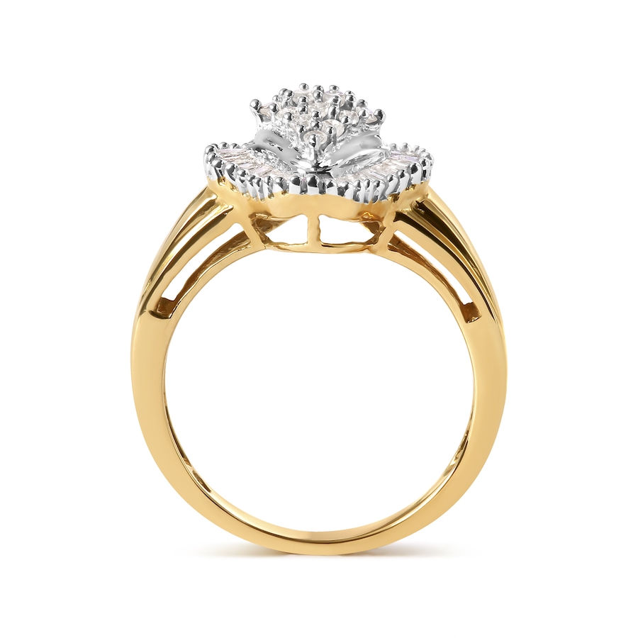Image 998671_ALTMORE1.jpg, Product 998-671 / Price $3,063.00, 10K Yellow Gold 1/2 Cttw Round And Baguette Diamond Rhombus Head and Halo Ring from Haus of Brilliance on TSC.ca's Jewellery department