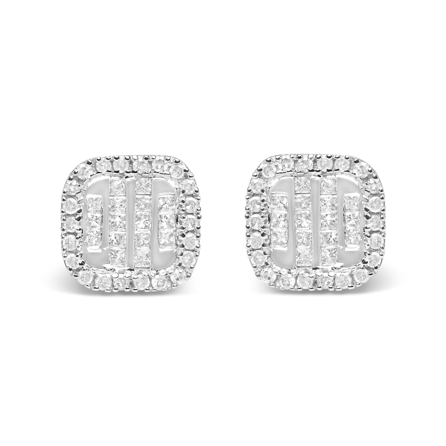 Image 998673.jpg, Product 998-673 / Price $3,274.00, 10K White Gold 7/8 Cttw Diamond Princess Composite and Halo Stud Earrings from Haus of Brilliance on TSC.ca's Jewellery department