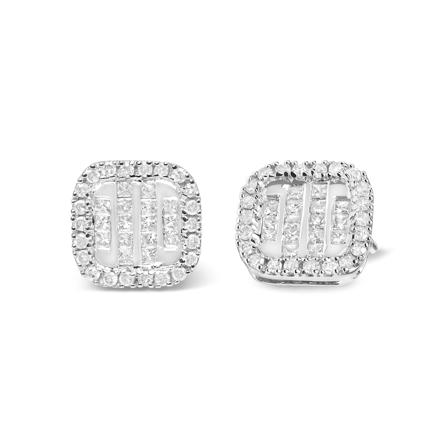 Image 998673_ALTMORE1.jpg, Product 998-673 / Price $3,274.00, 10K White Gold 7/8 Cttw Diamond Princess Composite and Halo Stud Earrings from Haus of Brilliance on TSC.ca's Jewellery department