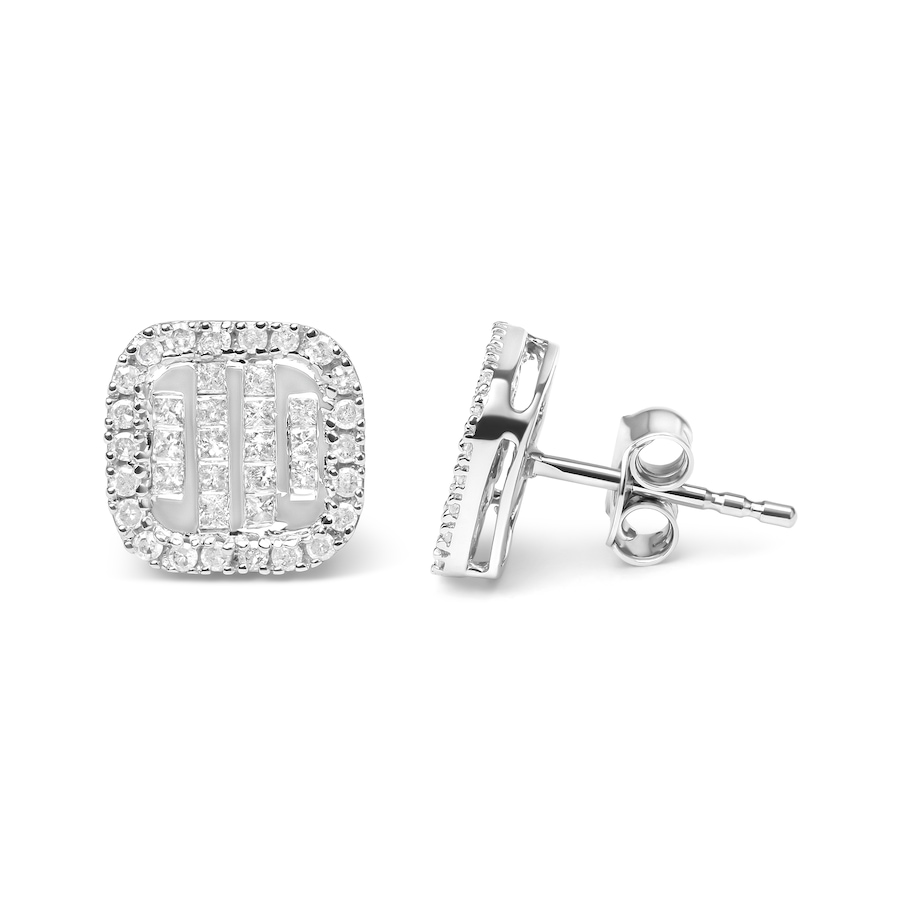 Image 998673_ALTMORE2.jpg, Product 998-673 / Price $3,274.00, 10K White Gold 7/8 Cttw Diamond Princess Composite and Halo Stud Earrings from Haus of Brilliance on TSC.ca's Jewellery department
