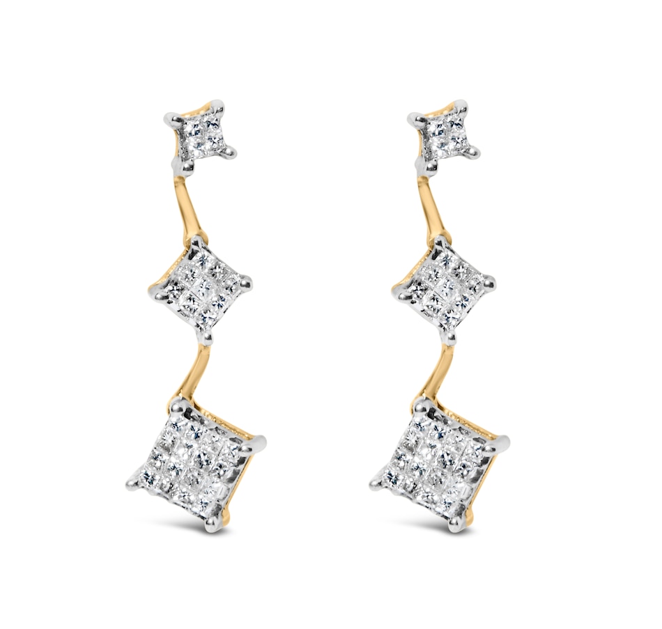 Image 998679.jpg, Product 998-679 / Price $5,590.00, 14K Yellow Gold 1 Ct Princess Diamond Earrings from Haus of Brilliance on TSC.ca's Jewellery department