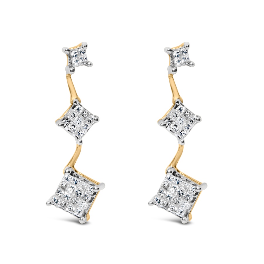Image 998679.jpg, Product 998-679 / Price $5,590.00, 14K Yellow Gold 1 Ct Princess Diamond Earrings from Haus of Brilliance on TSC.ca's Jewellery department