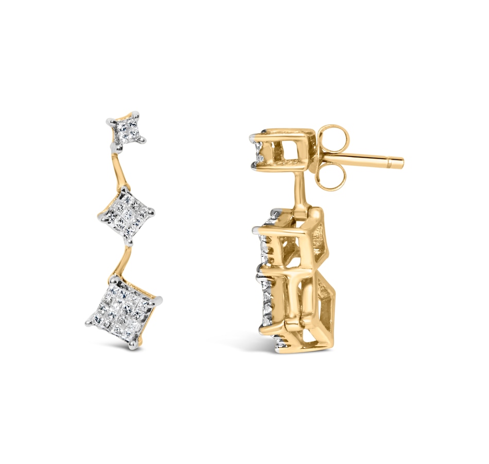 Image 998679_ALTMORE2.jpg, Product 998-679 / Price $5,590.00, 14K Yellow Gold 1 Ct Princess Diamond Earrings from Haus of Brilliance on TSC.ca's Jewellery department