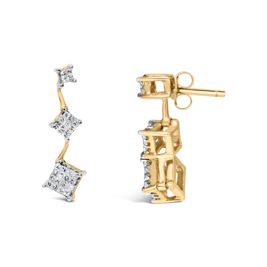 Image 998679_ALTMORE2.jpg, Product 998-679 / Price $5,590.00, 14K Yellow Gold 1 Ct Princess Diamond Earrings from Haus of Brilliance on TSC.ca's Jewellery department