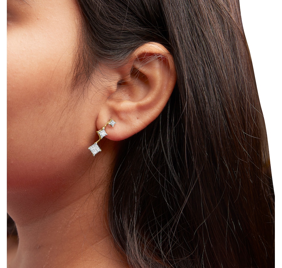 Image 998679_ALTMORE3.jpg, Product 998-679 / Price $5,590.00, 14K Yellow Gold 1 Ct Princess Diamond Earrings from Haus of Brilliance on TSC.ca's Jewellery department