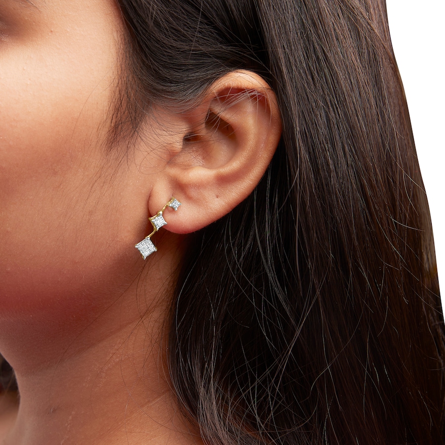 Image 998679_ALTMORE3.jpg, Product 998-679 / Price $5,590.00, 14K Yellow Gold 1 Ct Princess Diamond Earrings from Haus of Brilliance on TSC.ca's Jewellery department