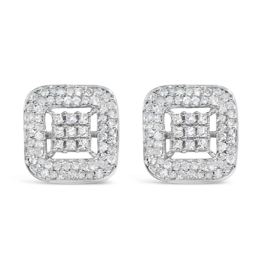 Image 998685.jpg, Product 998-685 / Price $3,668.00, 10K White Gold 1.00 Cttw Diamond Composite and Halo Stud Earrings from Haus of Brilliance on TSC.ca's Jewellery department
