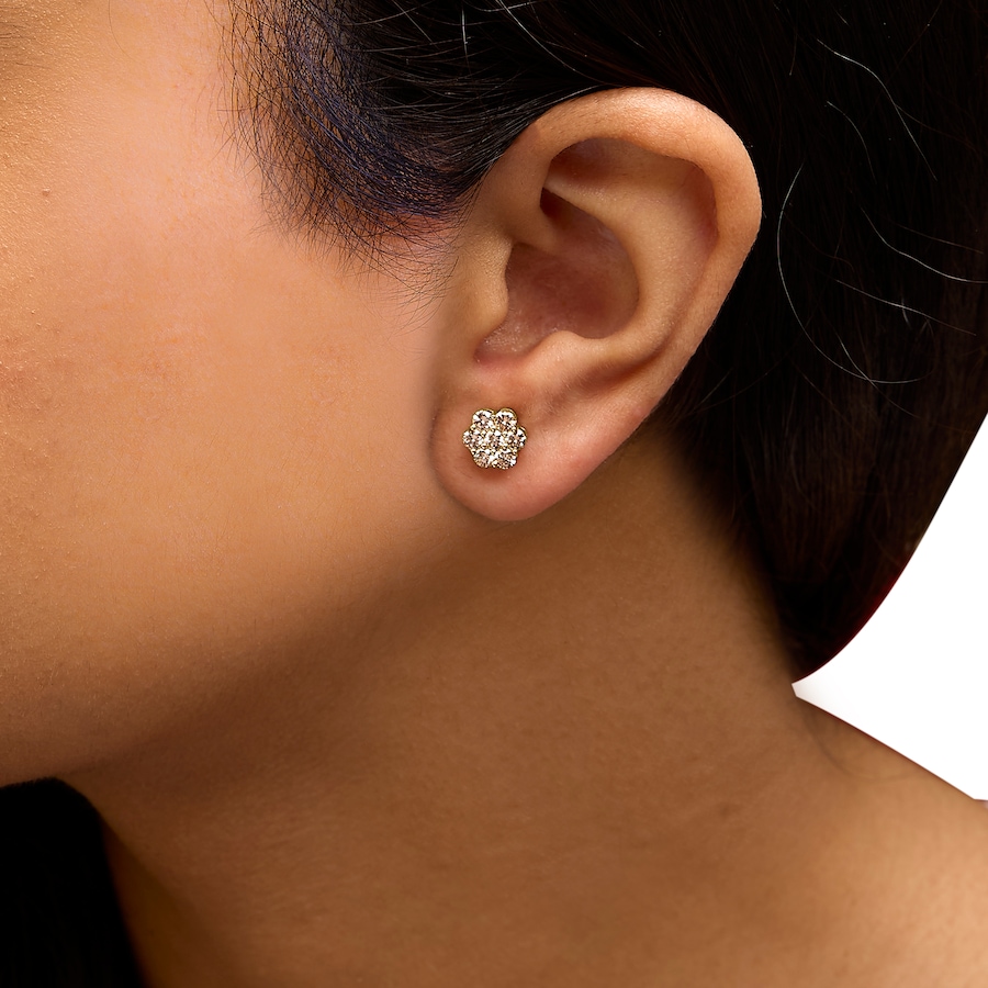 Image 998697_ALTMORE3.jpg, Product 998-697 / Price $4,300.00, 14K Yellow Gold 1.0 Ct Diamond Floral Stud Earrings from Haus of Brilliance on TSC.ca's Jewellery department