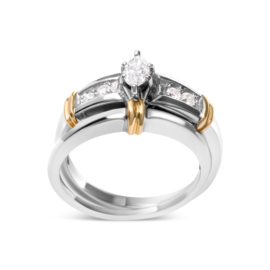 Image 998700.jpg, Product 998-700 / Price $5,827.00, 14K Yellow and White Gold 1/3 Cttw Marquise Diamond Cocktail Engagement Ring Set from Haus of Brilliance on TSC.ca's Jewellery department