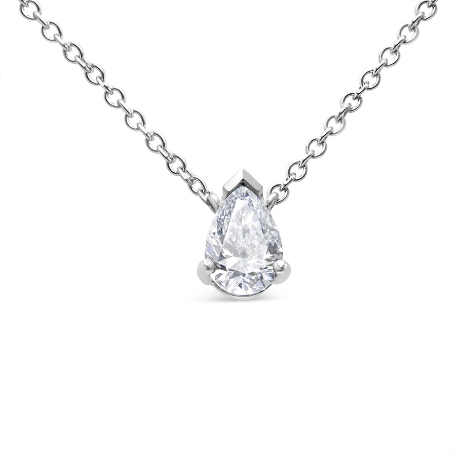 Image 998707.jpg, Product 998-707 / Price $4,973.00, AGS Certified 14K White Gold 1/2 Cttw Diamond Pear Pendant Necklace from Haus of Brilliance on TSC.ca's Jewellery department