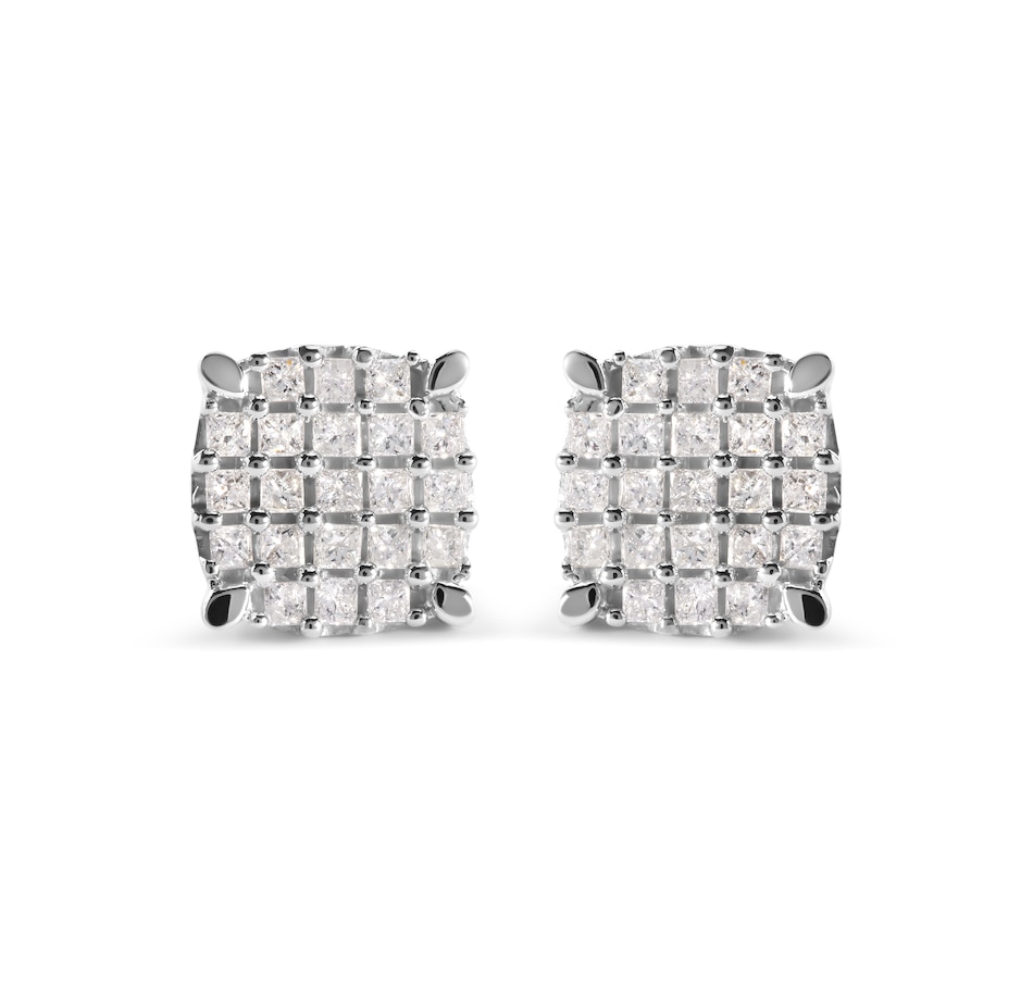 Image 998710.jpg, Product 998-710 / Price $3,396.00, 10K White Gold 3/4 Ct Princess Diamond Composite Cushion Shape Stud Earrings from Haus of Brilliance on TSC.ca's Jewellery department