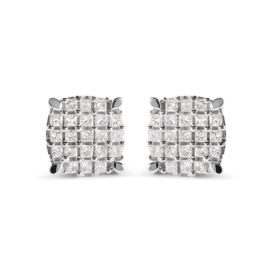 Image 998710.jpg, Product 998-710 / Price $3,396.00, 10K White Gold 3/4 Ct Princess Diamond Composite Cushion Shape Stud Earrings from Haus of Brilliance on TSC.ca's Jewellery department