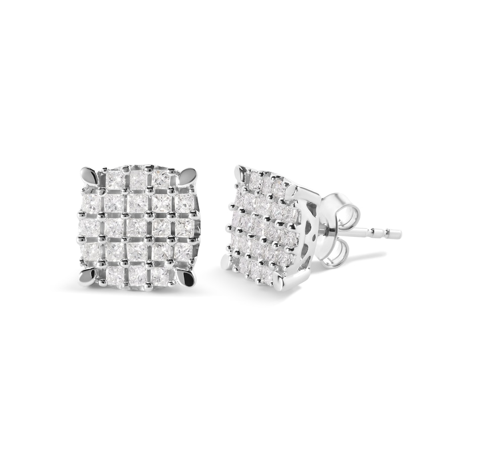 Image 998710_ALTMORE1.jpg, Product 998-710 / Price $3,396.00, 10K White Gold 3/4 Ct Princess Diamond Composite Cushion Shape Stud Earrings from Haus of Brilliance on TSC.ca's Jewellery department