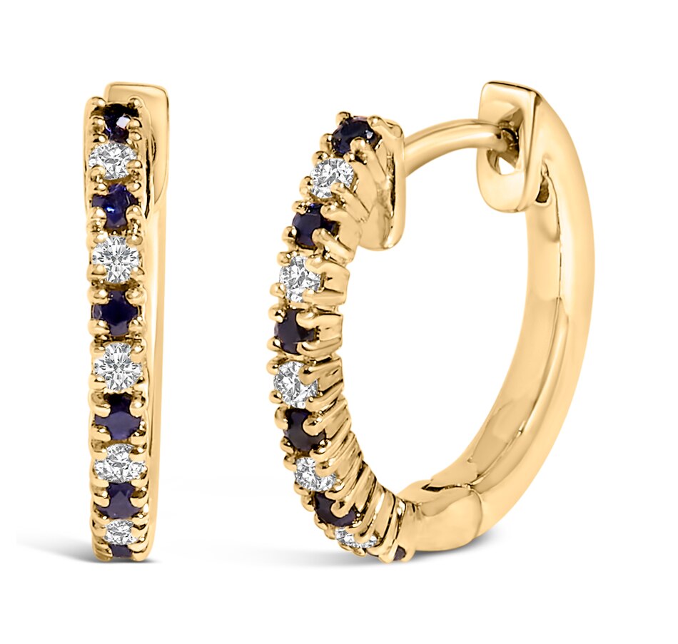 Image 998711.jpg, Product 998-711 / Price $5,061.00, 10K Yellow Gold Alternating Blue Sapphire 1/10 Ct Diamond Huggy Hoop Earrings from Haus of Brilliance on TSC.ca's Jewellery department