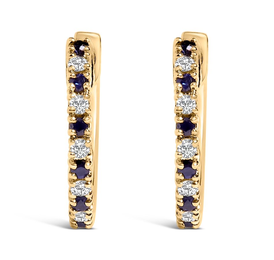 Image 998711_ALTMORE1.jpg, Product 998-711 / Price $5,061.00, 10K Yellow Gold Alternating Blue Sapphire 1/10 Ct Diamond Huggy Hoop Earrings from Haus of Brilliance on TSC.ca's Jewellery department