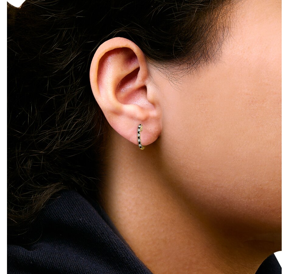 Image 998711_ALTMORE3.jpg, Product 998-711 / Price $5,061.00, 10K Yellow Gold Alternating Blue Sapphire 1/10 Ct Diamond Huggy Hoop Earrings from Haus of Brilliance on TSC.ca's Jewellery department