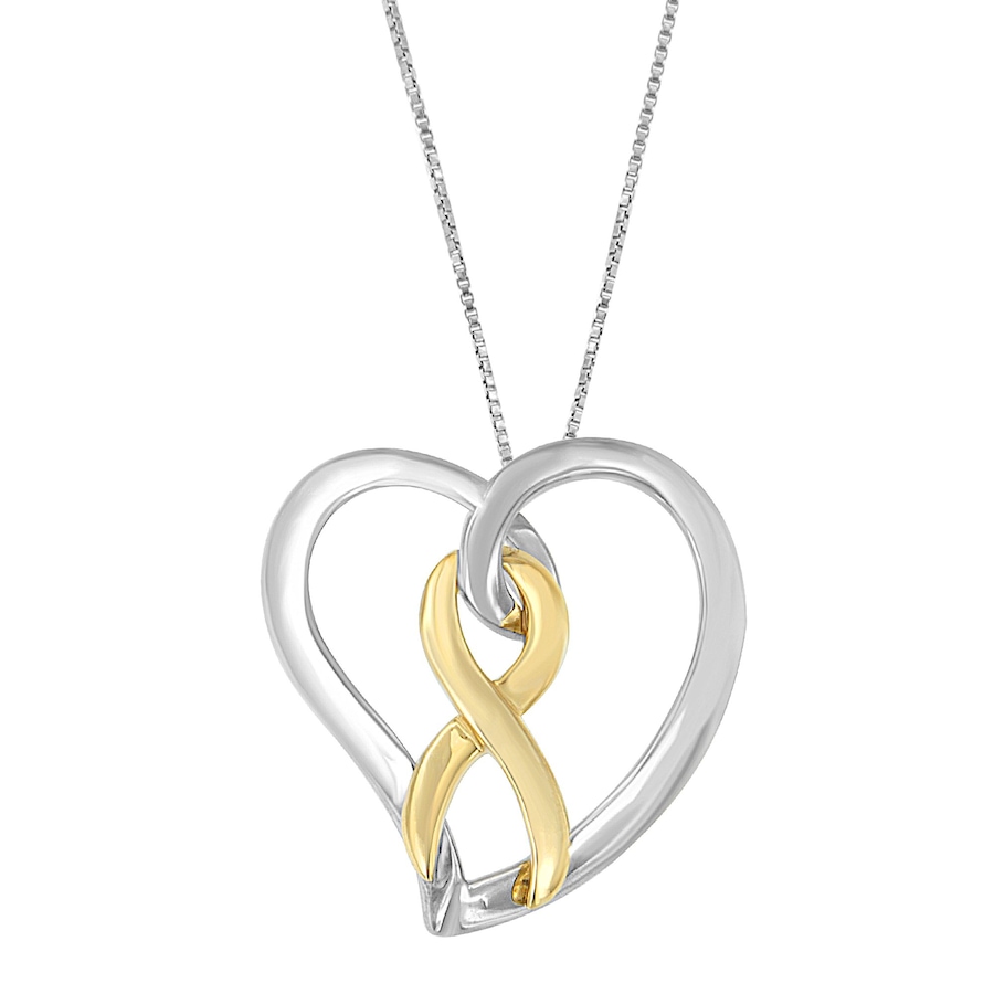 Image 998722.jpg, Product 998-722 / Price $1,156.00, 14K Gold and Silver Heart Bow Pendant Necklace from Haus of Brilliance on TSC.ca's Jewellery department