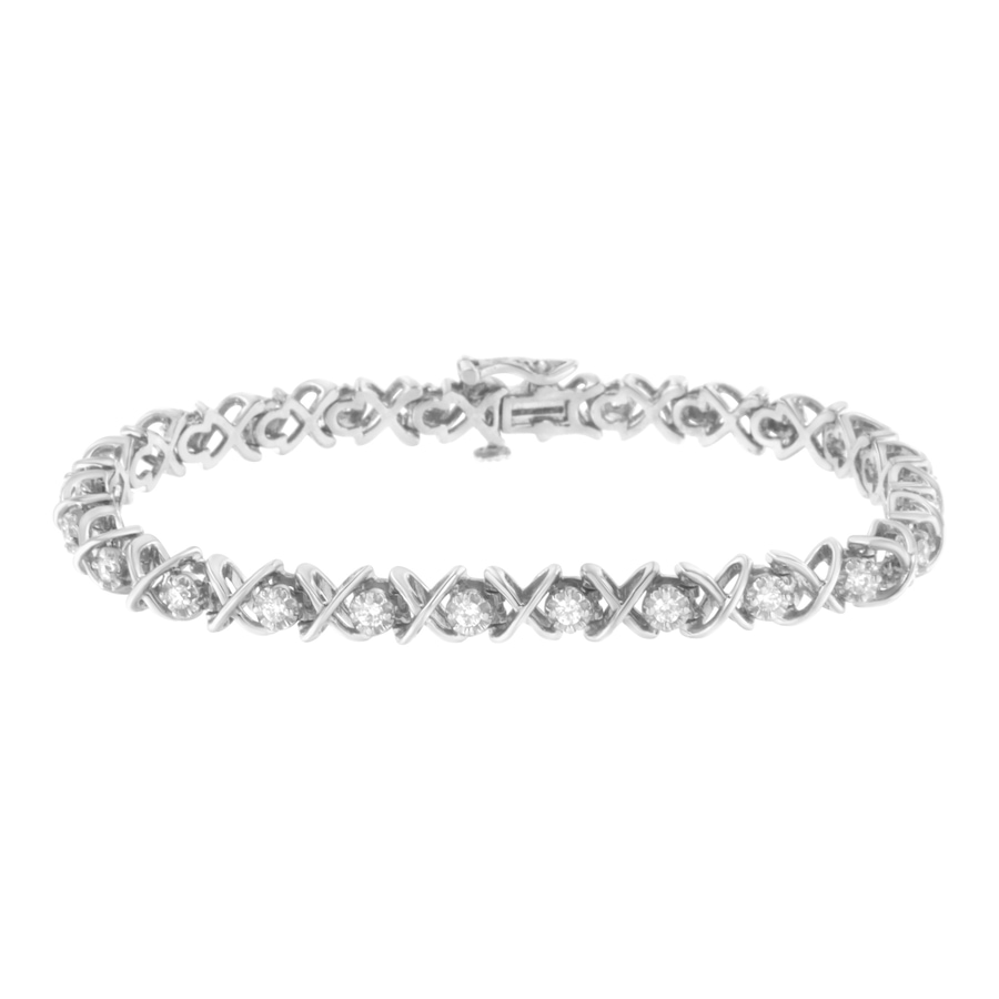 Image 998728.jpg, Product 998-728 / Price $2,118.00, Silver 1 cttw Brilliant Round-Cut Diamond "X" Link Bracelet from Haus of Brilliance on TSC.ca's Jewellery department