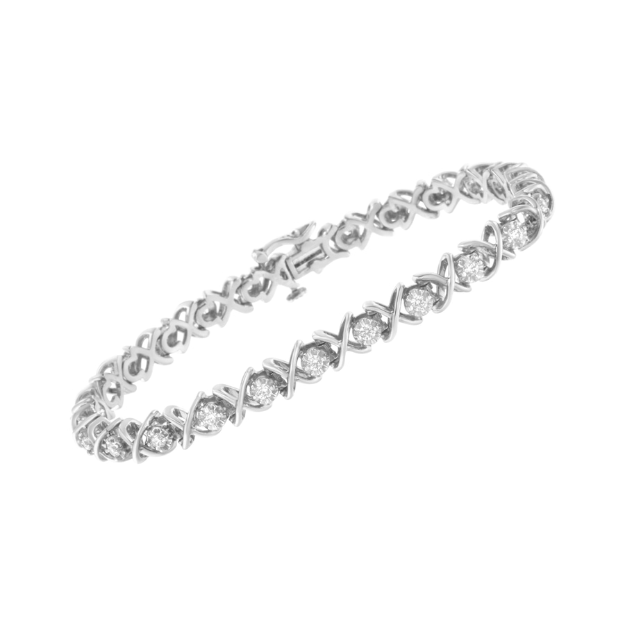 Image 998728_ALTMORE2.jpg, Product 998-728 / Price $2,118.00, Silver 1 cttw Brilliant Round-Cut Diamond "X" Link Bracelet from Haus of Brilliance on TSC.ca's Jewellery department