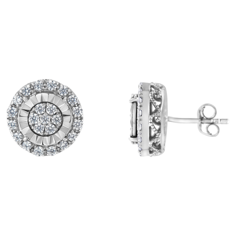 Image 998730_ALTMORE1.jpg, Product 998-730 / Price $1,498.00, Sterling Silver 1.0 Cttw Diamond Cluster Earrings from Haus of Brilliance on TSC.ca's Jewellery department