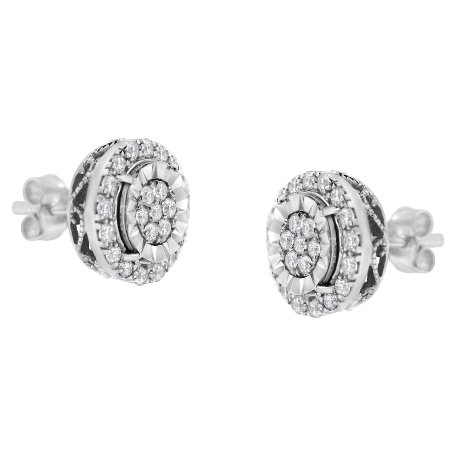 Image 998730_ALTMORE3.jpg, Product 998-730 / Price $1,498.00, Sterling Silver 1.0 Cttw Diamond Cluster Earrings from Haus of Brilliance on TSC.ca's Jewellery department