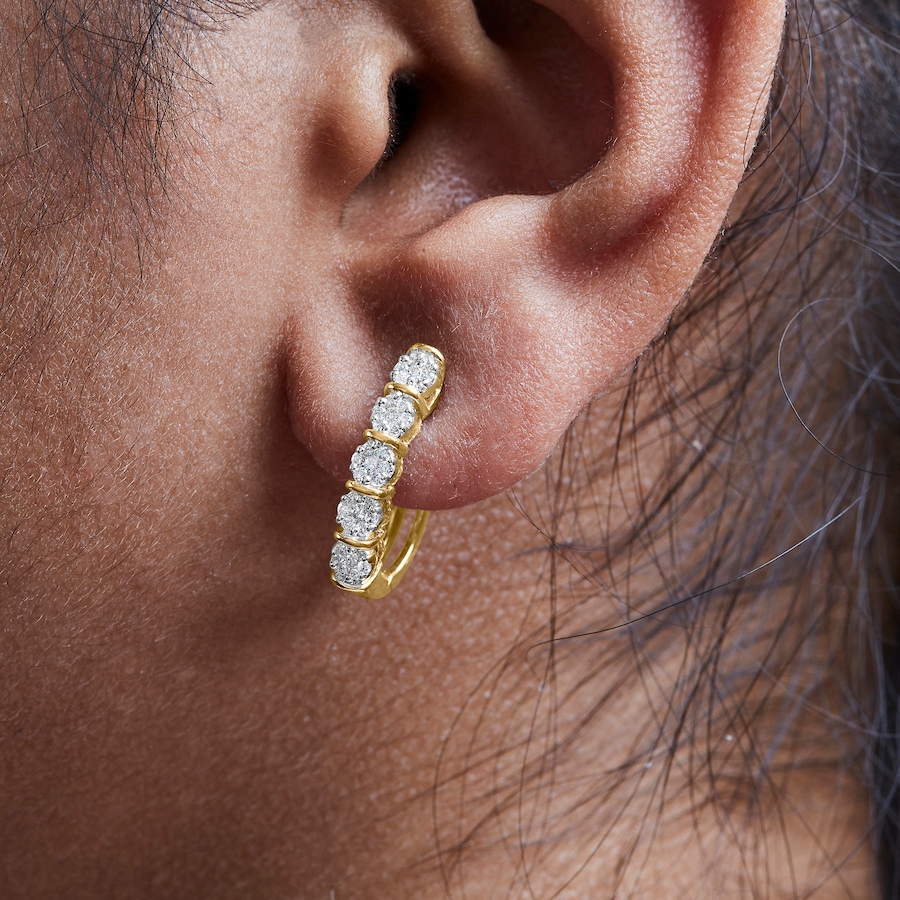 Image 998739_ALTMORE3.jpg, Product 998-739 / Price $4,950.00, 14k Yellow Gold 1/2 Cttw Diamond Cluster Hoop Earrings from Haus of Brilliance on TSC.ca's Jewellery department