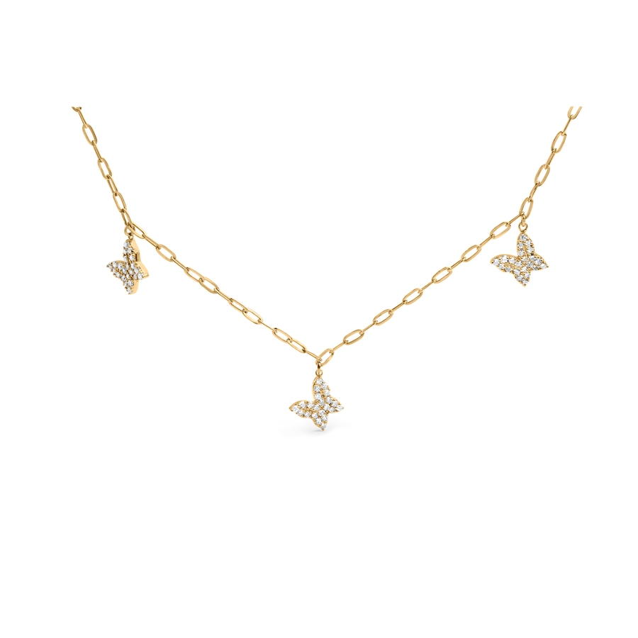 Image 998751.jpg, Product 998-751 / Price $3,396.00, 14KT Yellow Gold 1/2 Cttw Diamond Butterfly Station Paperclip Station Necklace from Haus of Brilliance on TSC.ca's Jewellery department