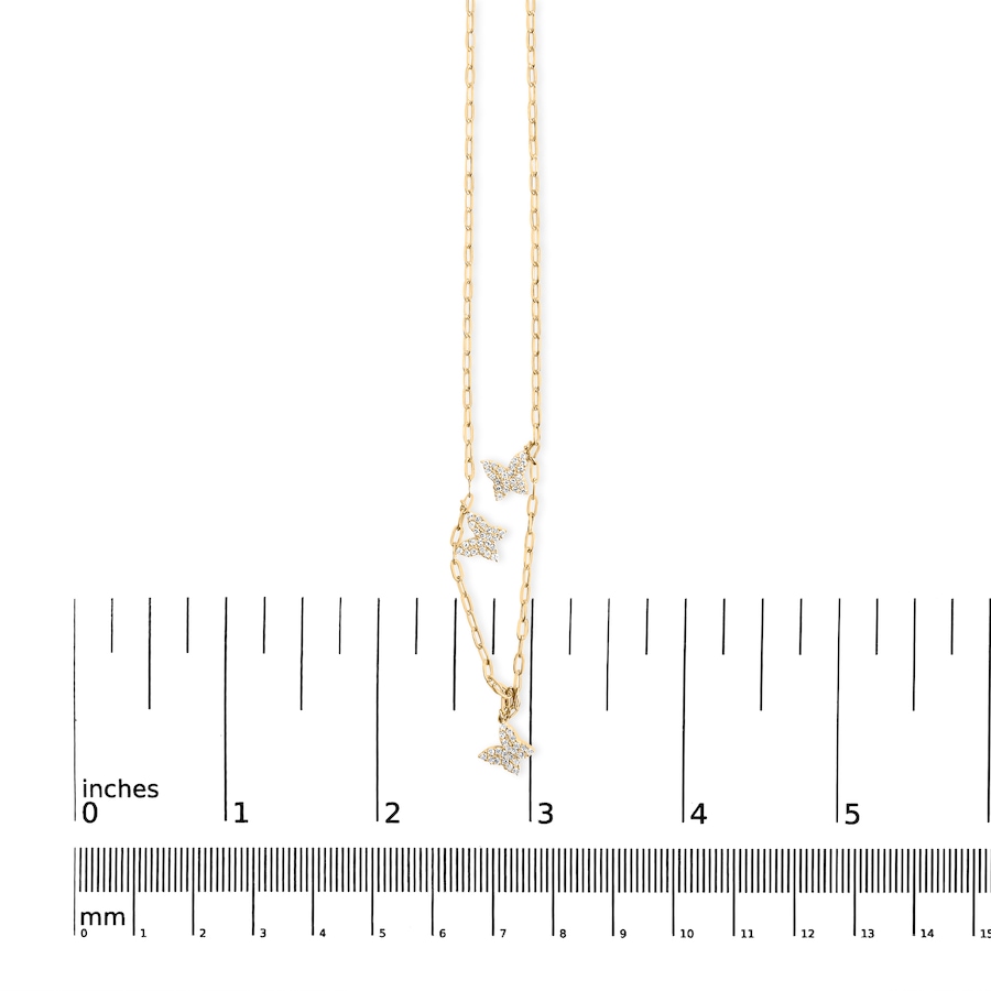 Image 998751_ALTMORE3.jpg, Product 998-751 / Price $3,396.00, 14KT Yellow Gold 1/2 Cttw Diamond Butterfly Station Paperclip Station Necklace from Haus of Brilliance on TSC.ca's Jewellery department