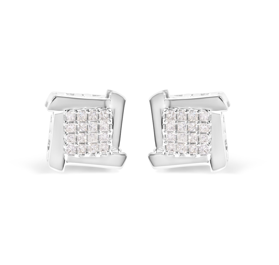 Image 998774.jpg, Product 998-774 / Price $3,563.00, 10K White Gold 1/2 Ct Composite Princess Diamond Square and Swirl Stud Earrings from Haus of Brilliance on TSC.ca's Jewellery department