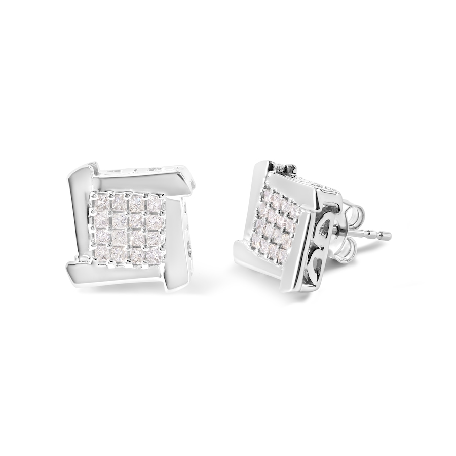 Image 998774_ALTMORE1.jpg, Product 998-774 / Price $3,563.00, 10K White Gold 1/2 Ct Composite Princess Diamond Square and Swirl Stud Earrings from Haus of Brilliance on TSC.ca's Jewellery department