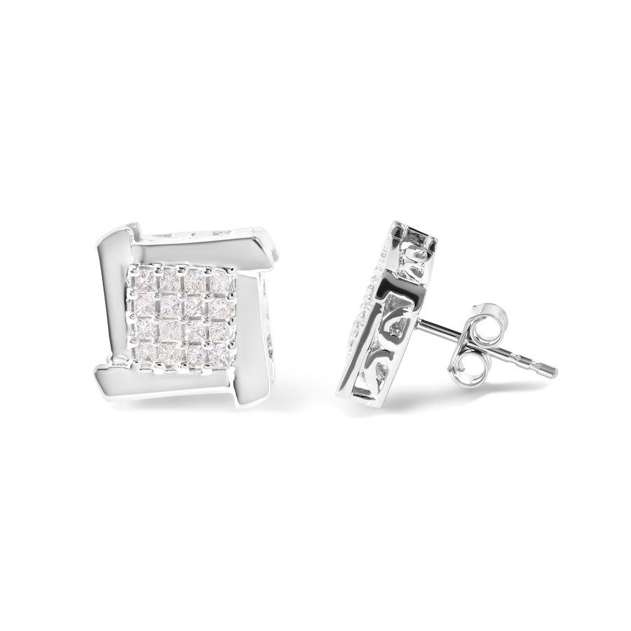 Image 998774_ALTMORE2.jpg, Product 998-774 / Price $3,563.00, 10K White Gold 1/2 Ct Composite Princess Diamond Square and Swirl Stud Earrings from Haus of Brilliance on TSC.ca's Jewellery department
