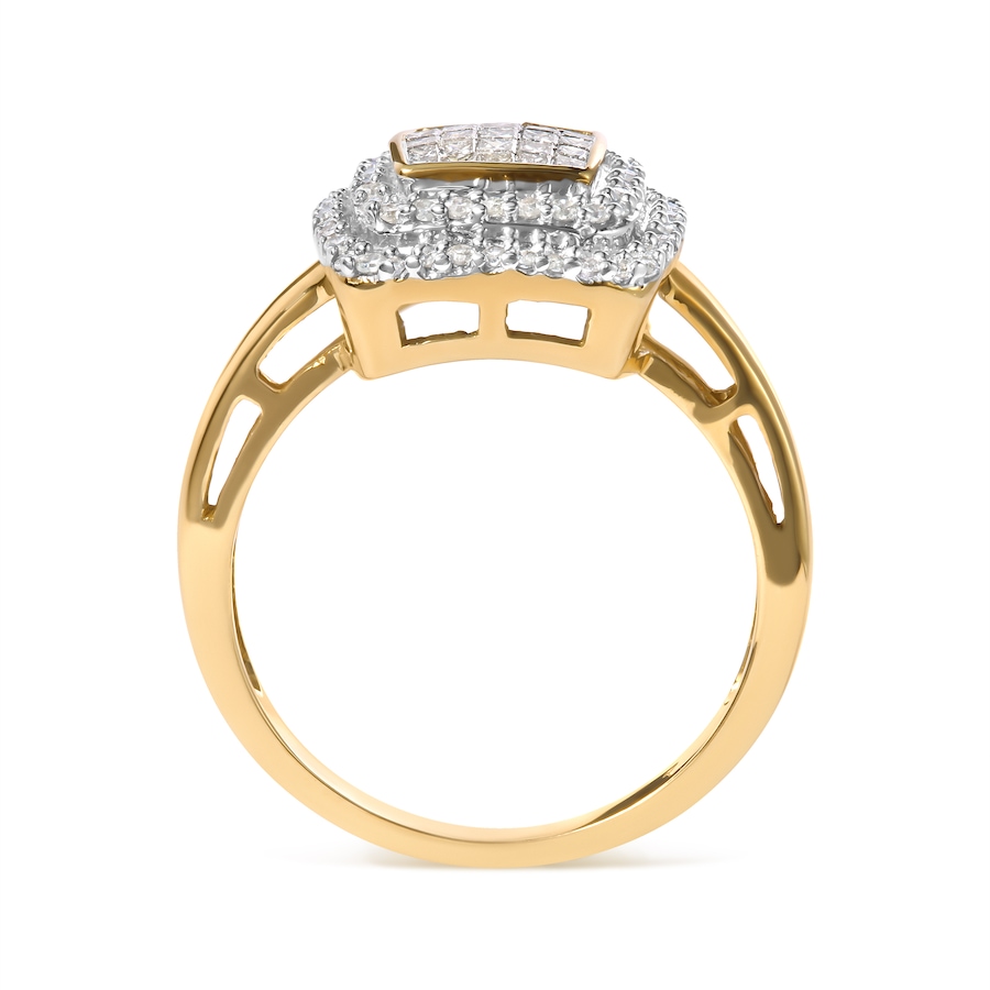 Image 998775_ALTMORE1.jpg, Product 998-775 / Price $3,581.00, 10K Yellow Gold 1/2 cttw Round and Princess Diamond Composite Head and Halo Ring from Haus of Brilliance on TSC.ca's Jewellery department